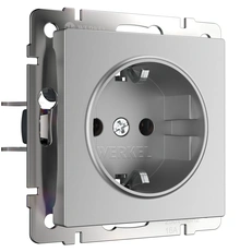 Изображение Розетка с заземлением безвинтовой зажим (серебряный) W1171306
