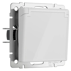 Изображение Розетка влагозащищенная с заземлением с крышкой и шторками (белый акрил) W1171241